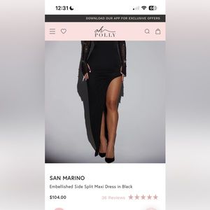 Oh Polly Black dress with sparkly sleeves and slit on the leg